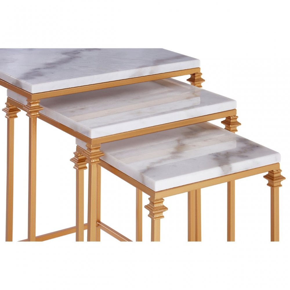 Anvil Set of 3 Square Side Tables, White
