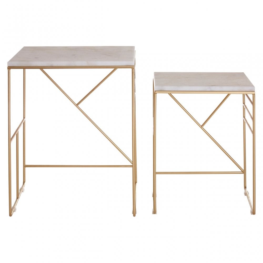 Anvil Set of 2 Square Side Tables, White
