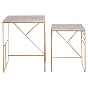 Anvil Set of 2 Square Side Tables, White