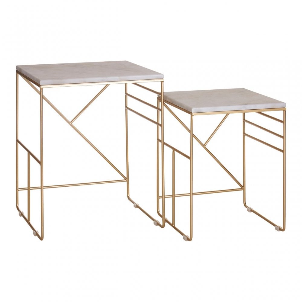 Anvil Set of 2 Square Side Tables, White