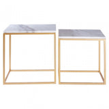 Anvil Set of 2 Square Cuboid Side Tables, White