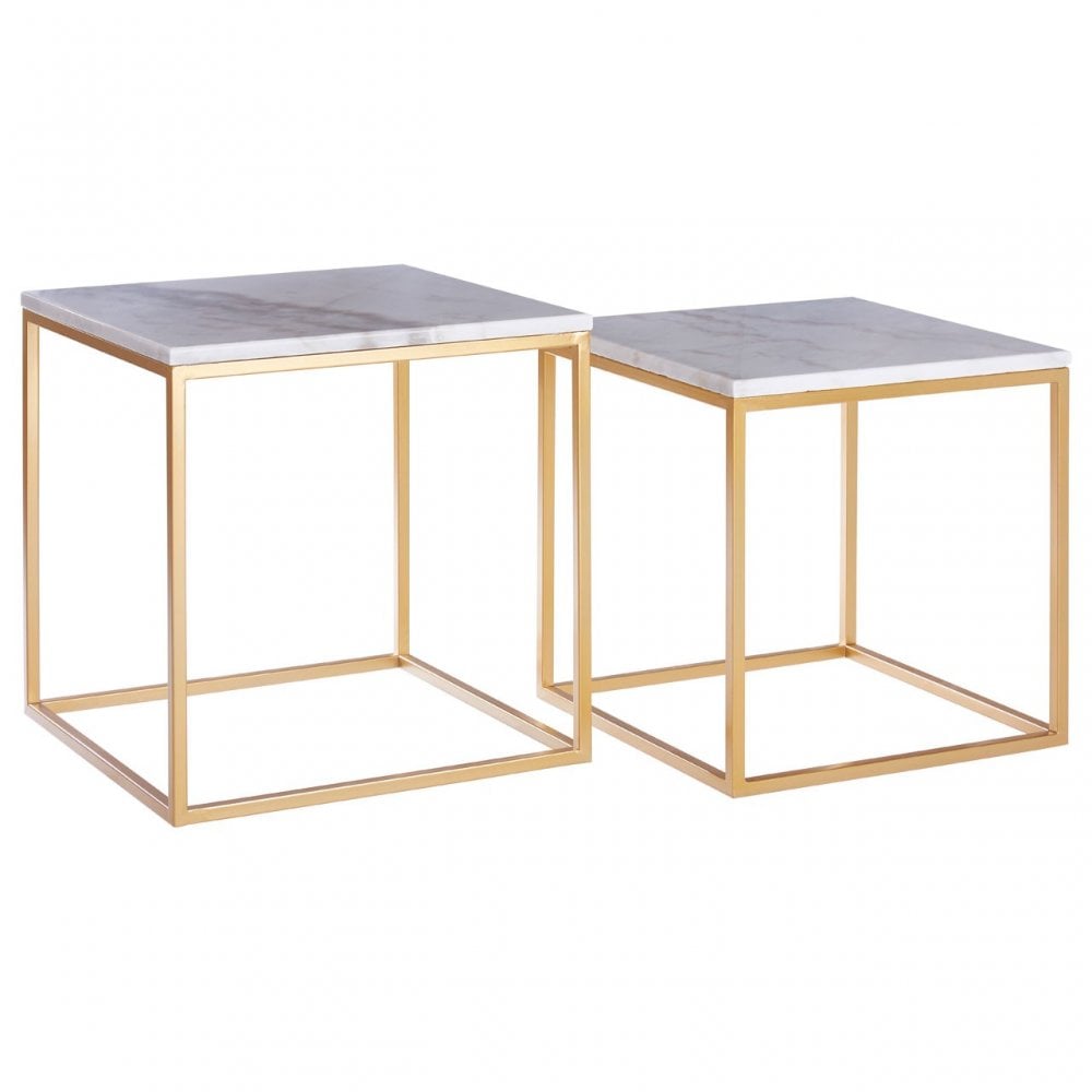 Anvil Set of 2 Square Cuboid Side Tables, White