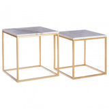 Anvil Set of 2 Square Cuboid Side Tables, White