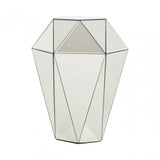 Tuskin Silver Finish Side Table, Mirrored Glass, Silver
