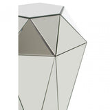 Tuskin Silver Finish Side Table, Mirrored Glass, Silver