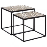 Lombok Set of 2 Side Tables, Fir Wood, White