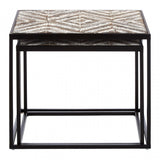 Lombok Set of 2 Side Tables, Fir Wood, White