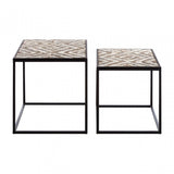 Lombok Set of 2 Side Tables, Fir Wood, White