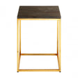 Artefacto Dark Petrified Wood Square Side Table, Iron, Petrified Wood, Brass