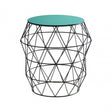 Corina Side Table with Green Enamel Top, Iron, Green