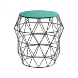 Corina Side Table with Green Enamel Top, Iron, Green