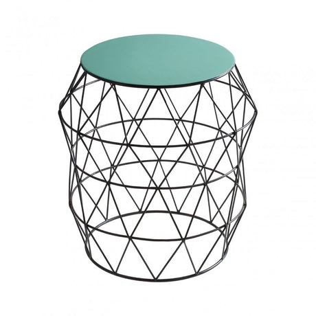 Corina Side Table with Green Enamel Top, Iron, Green