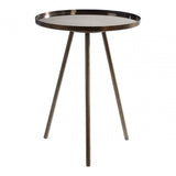 Corra Black Iron Finish Side Table, Glass, Iron, Black