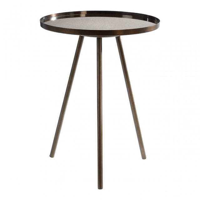 Corra Black Iron Finish Side Table, Glass, Iron, Black