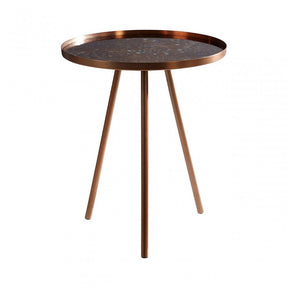 Corra Matte Copper Finish Side Table, Glass, Iron, Copper