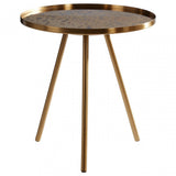 Corra Gold Finish Side Table, Glass, Iron, Gold