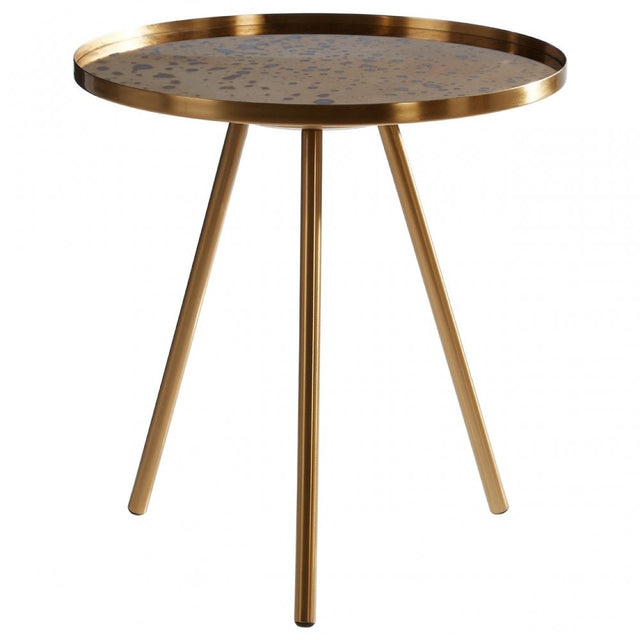 Corra Gold Finish Side Table, Glass, Iron, Gold