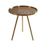 Corra Gold Finish Side Table, Glass, Iron, Gold