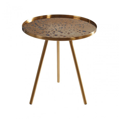 Corra Gold Finish Side Table, Glass, Iron, Gold