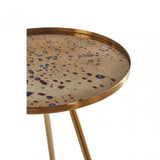 Corra Gold Finish Side Table, Glass, Iron, Gold