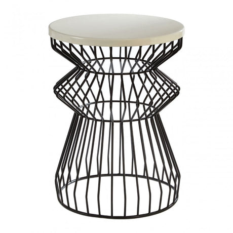 Corina Side Table with Curved Base, Iron, Black
