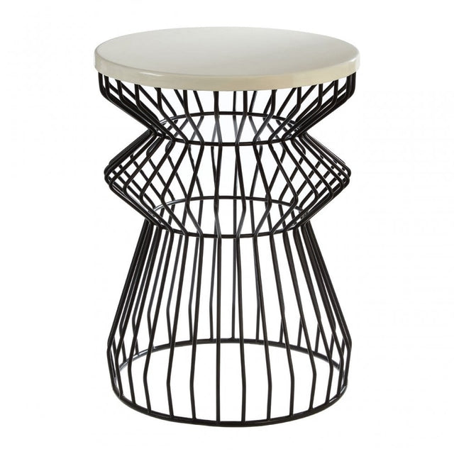 Corina Side Table with Curved Base, Iron, Black