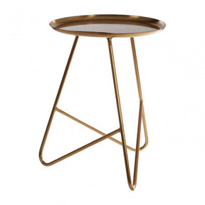 Corra Side Table with Hairpin Legs, Iron, Brass
