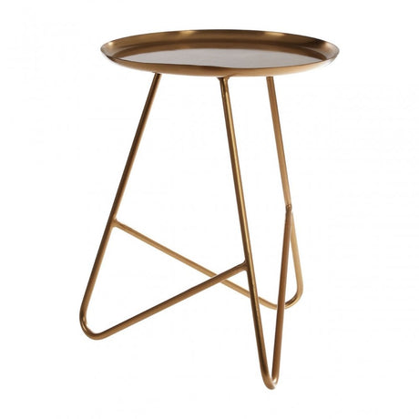 Corra Side Table with Hairpin Legs, Iron, Brass