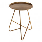 Corra Side Table with Hairpin Legs, Iron, Brass