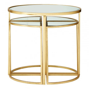 Farran Set of 5 Tables, Glass, Iron, Champagne
