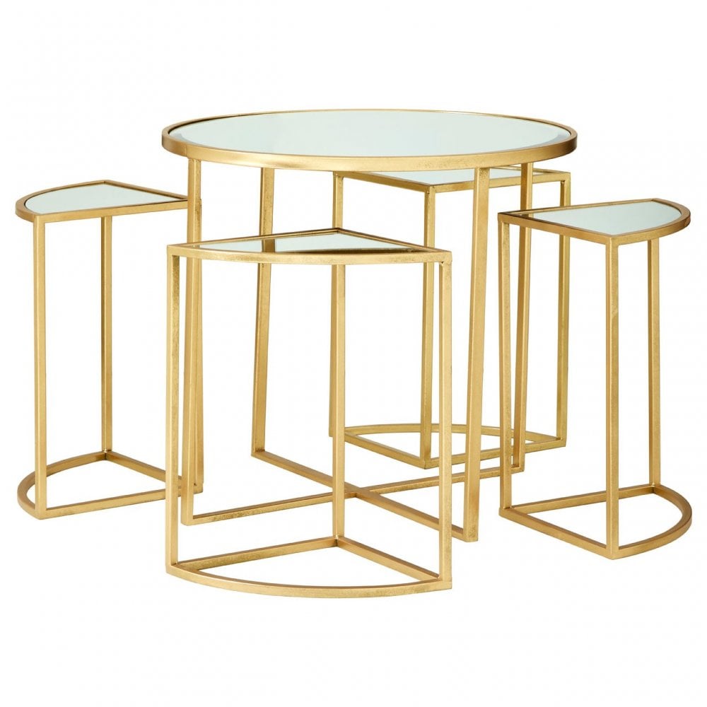 Farran Set of 5 Tables, Glass, Iron, Champagne