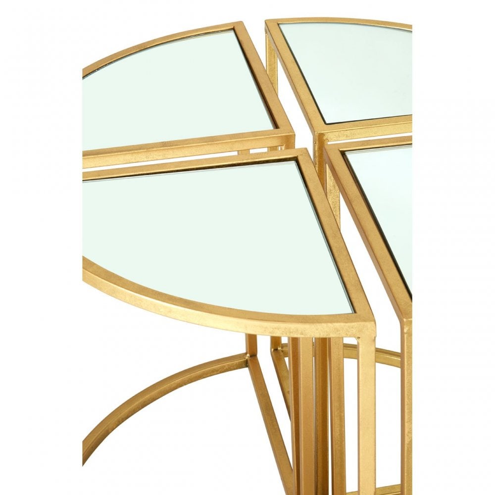 Farran Set of 5 Tables, Glass, Iron, Champagne