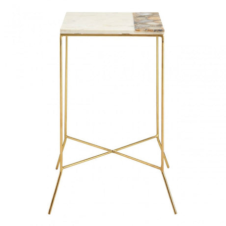 Vizzini Square Side Table, Agate, Iron, Marble, Brass