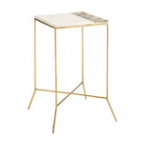 Vizzini Square Side Table, Agate, Iron, Marble, Brass
