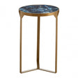 Vizzini Round Agate Side Table, Agate, Iron, Brass