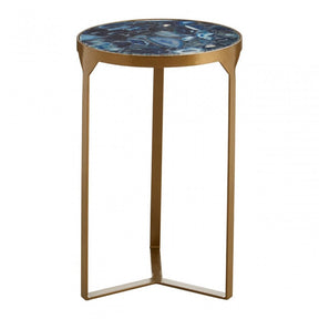 Vizzini Round Agate Side Table, Agate, Iron, Brass