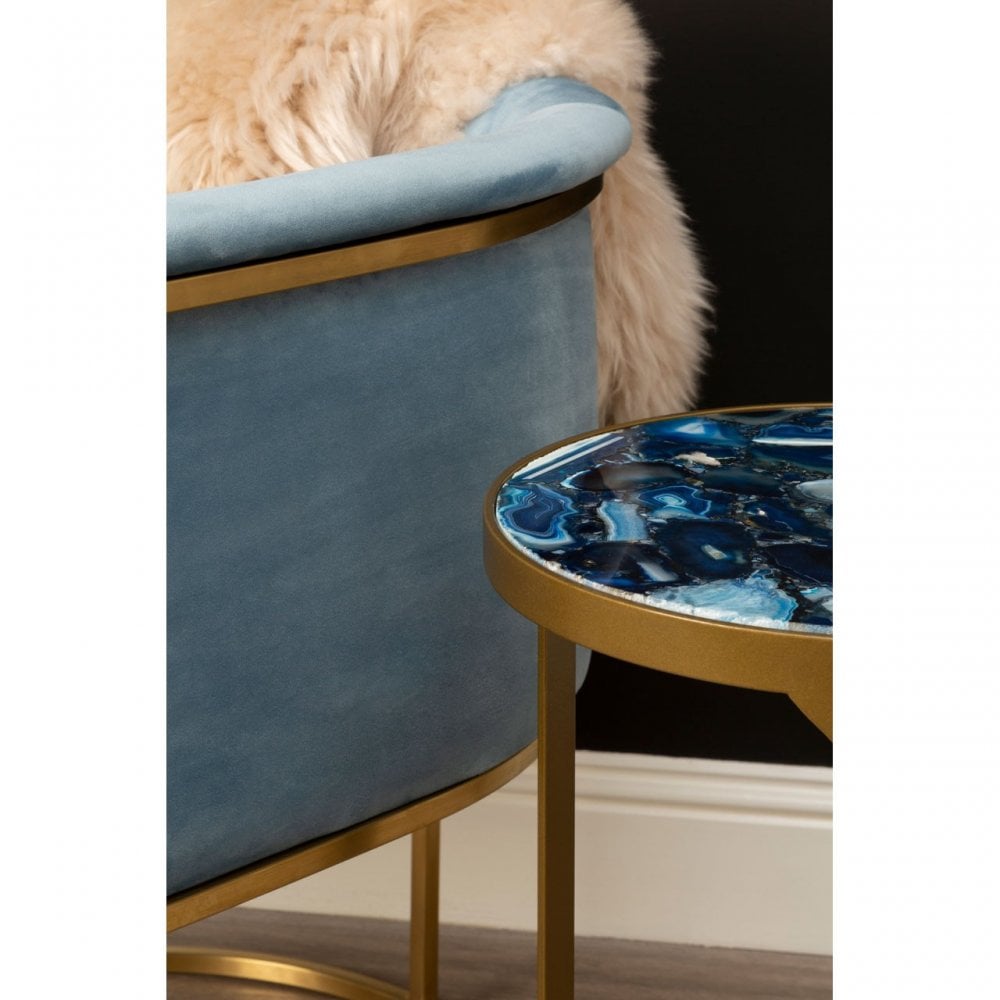 Vizzini Round Agate Side Table, Agate, Iron, Brass