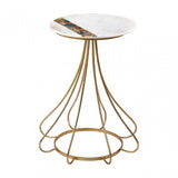 Vizzini Marble and Agate Side Table, Agate, Iron, Marble, Brass