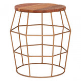 Nandri Rounded Side Table, Iron, Wood, Natural