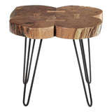 Nandri Side Table, Acacia Wood, Iron, Brown