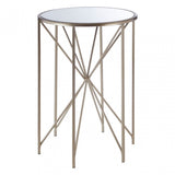 Arcana Rounded Side Table, Iron, Mirrored Glass, Champagne