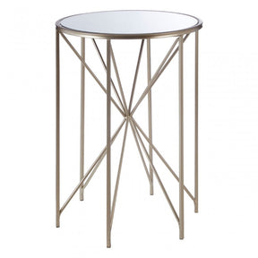 Arcana Rounded Side Table, Iron, Mirrored Glass, Champagne