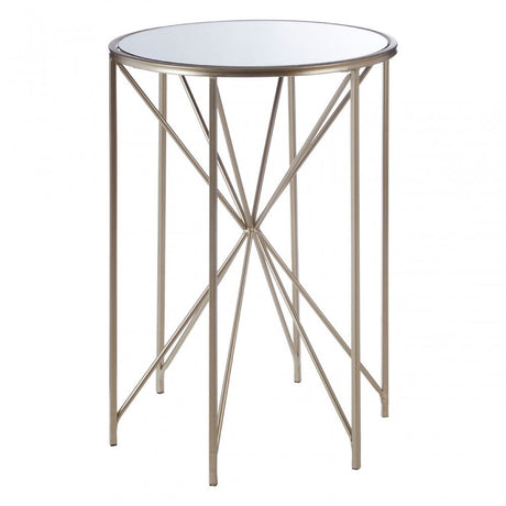 Arcana Rounded Side Table, Iron, Mirrored Glass, Champagne