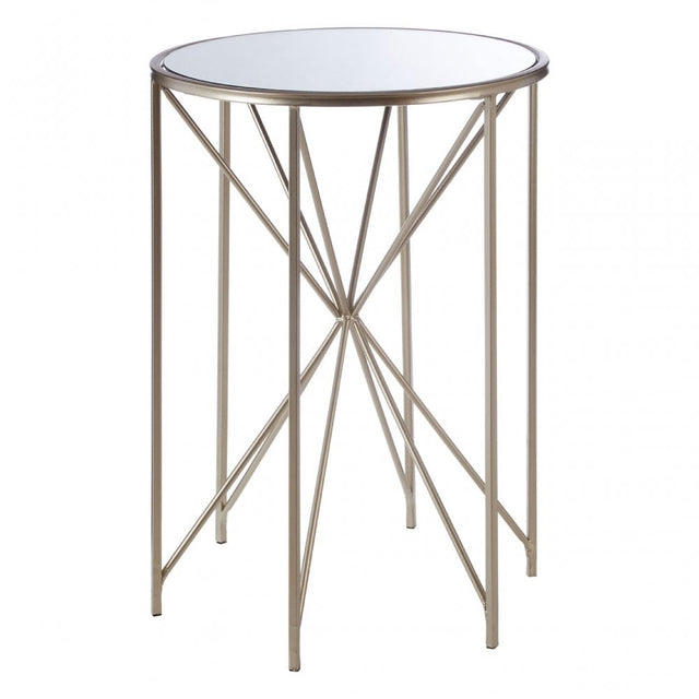 Arcana Rounded Side Table, Iron, Mirrored Glass, Champagne