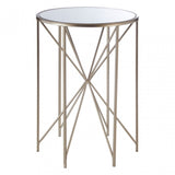 Arcana Rounded Side Table, Iron, Mirrored Glass, Champagne