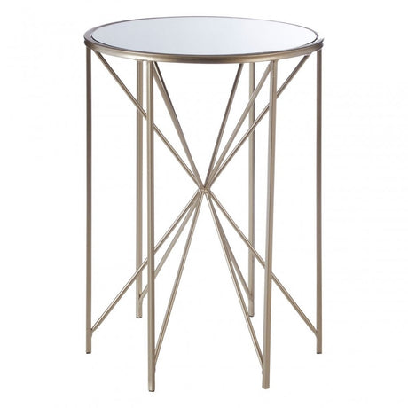 Arcana Rounded Side Table, Iron, Mirrored Glass, Champagne