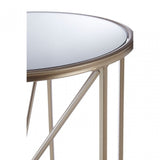 Arcana Rounded Side Table, Iron, Mirrored Glass, Champagne