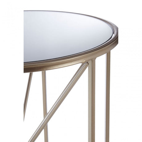 Arcana Rounded Side Table, Iron, Mirrored Glass, Champagne