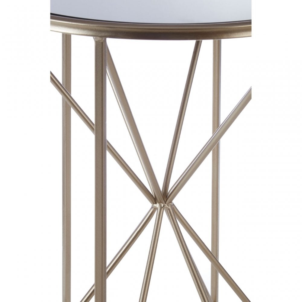 Arcana Rounded Side Table, Iron, Mirrored Glass, Champagne