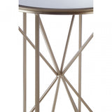Arcana Rounded Side Table, Iron, Mirrored Glass, Champagne